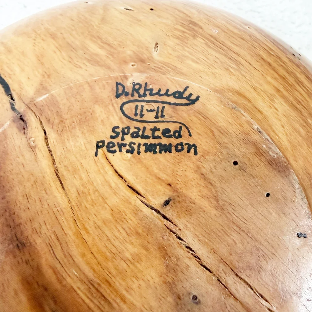 D. Rhudy Spalted Persimmon Wood Bowl Large Decorative Centerpiece Signed 7.5